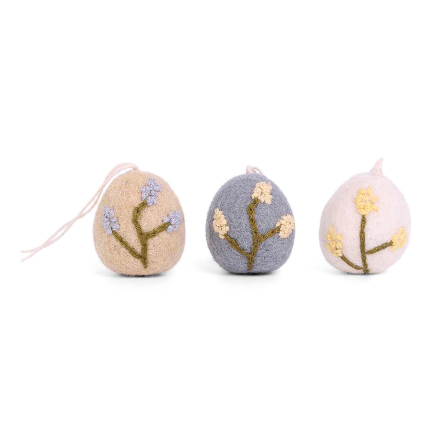 Eggs with Embroidery Heather, Set of 3