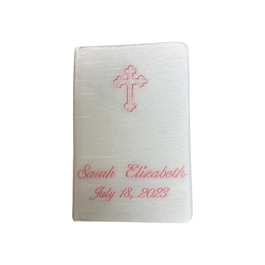 Personalized Children’s Bible in Shantung with Cross, Pink