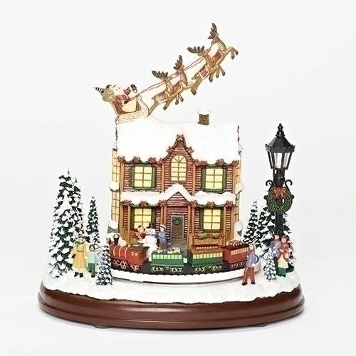 Lighted Musical Santa  with Rotating Train