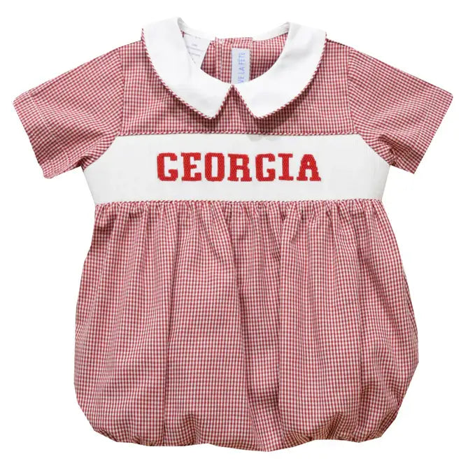 Georgia Smocked Red Gingham Short Sleeve Boys Bubble