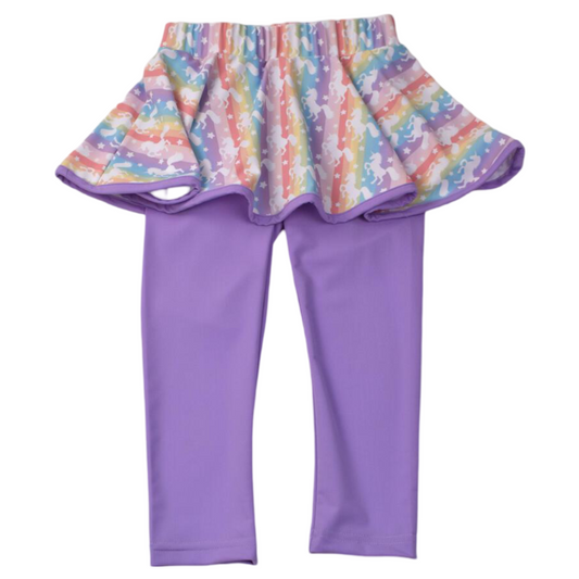 Purple Leggings with Unicorn Print Skort