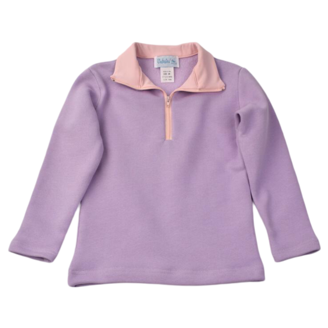 Lavender Half Zip Fleece Top with Pink Trim