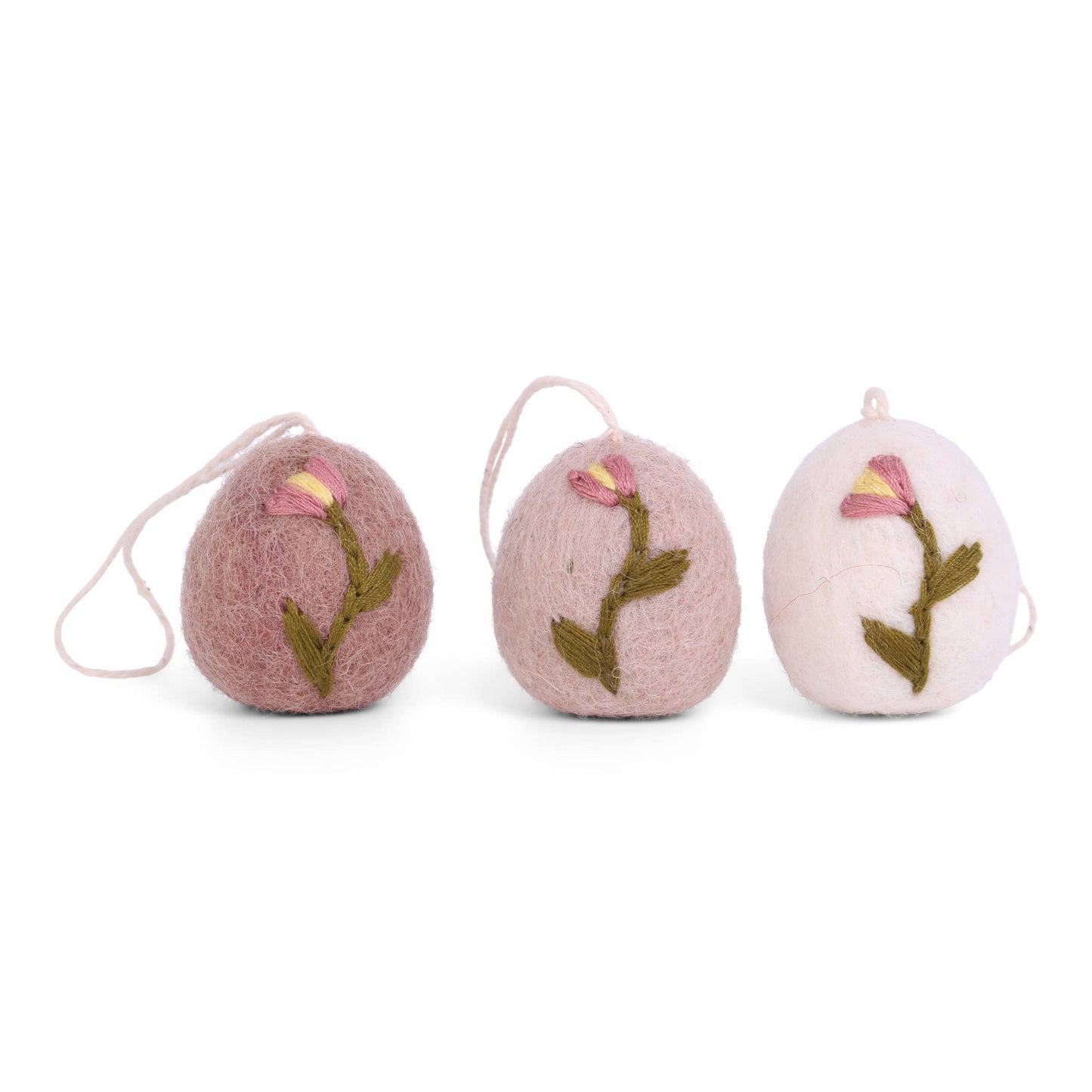 Eggs with Embroidery Tulip, Set of 3