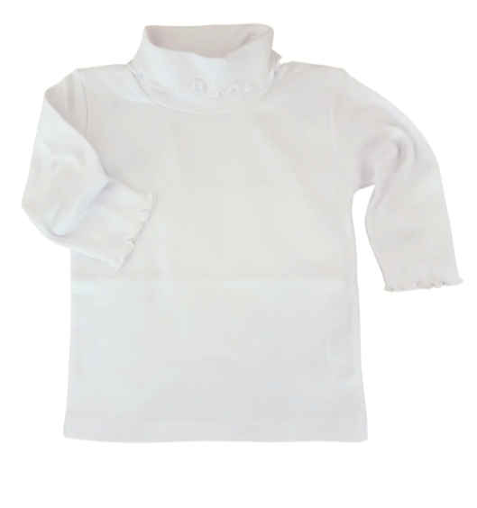 Lettuce edge turtleneck white top