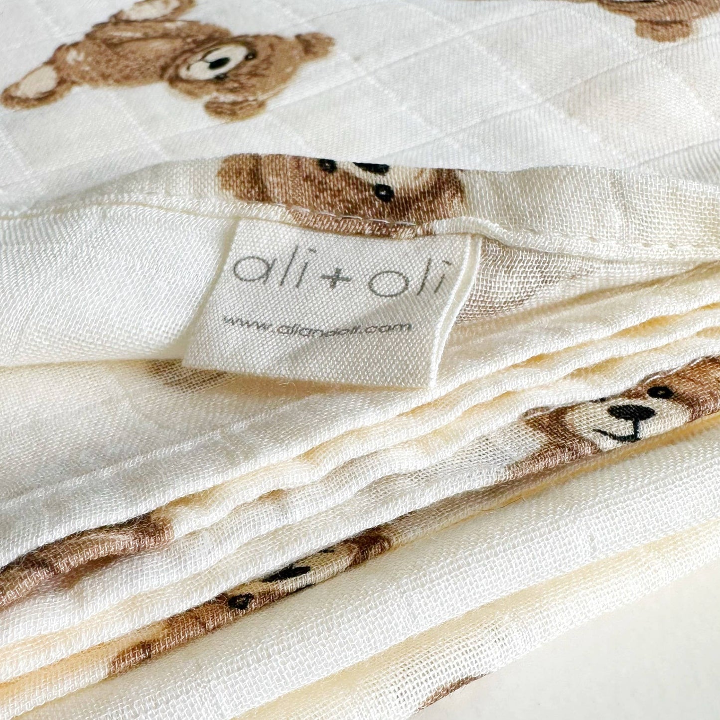 Bamboo Muslin Swaddle Blanket, Teddy Bear