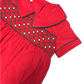 Red Corduroy Christmas Smocked Bubble