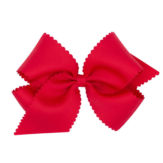 King Scallop Hair Bow, Red
