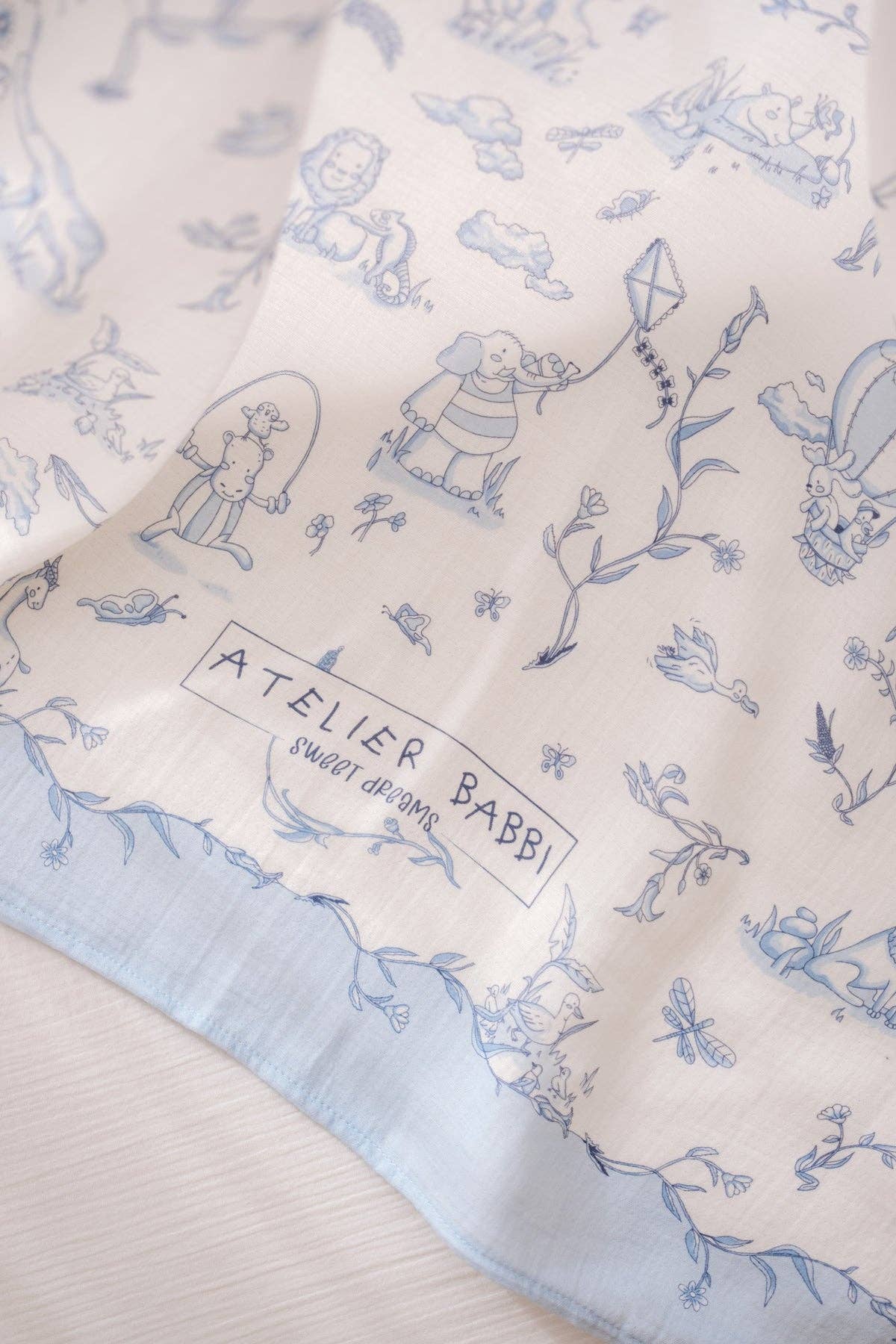 Muslin Swaddle, Blue Toile De Jouy