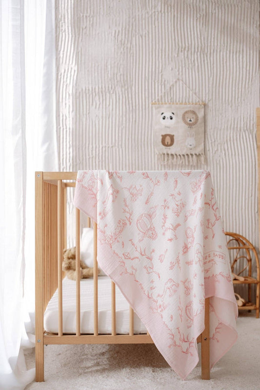 Muslin Swaddle, Pink Toile De Jouy