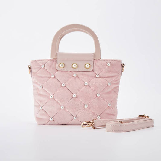 Pearls Quilted Velvet Bag