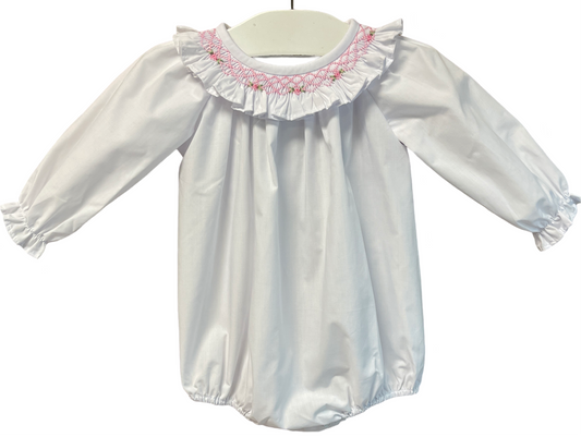 Scarlett Smocked Pink Flower Bubble