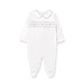 Hand Smocked Pima Playsuit, White & Pink
