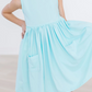 Aqua Sleeveless Tank Pocket Twirl Dress