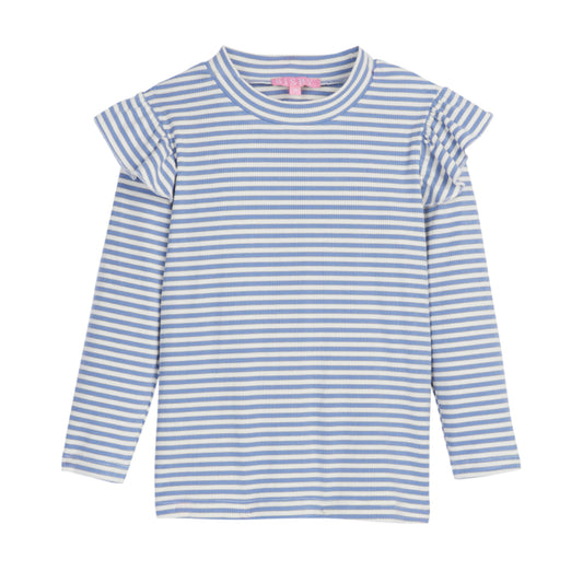 Sadie Top - French Blue Sparkle Stripe