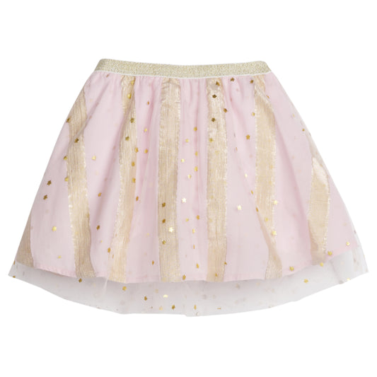 Tulle Circle Skirt - Pink Metallic Stripe & Stars