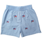 Boy's Embroidered Flags Seersucker Chambray Stripe Shorts