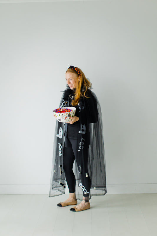 Adult Halloween Cape, Boo & Ghosts, Black