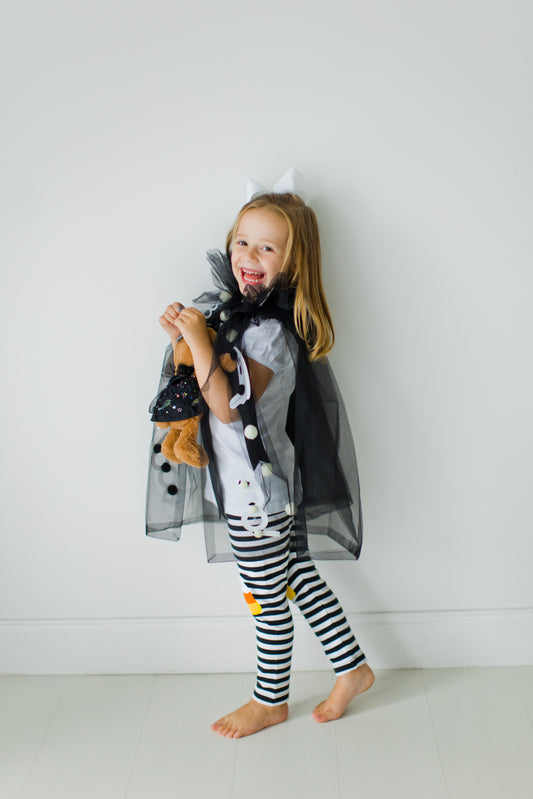 Child's Halloween Cape, Boo & Ghosts, Black