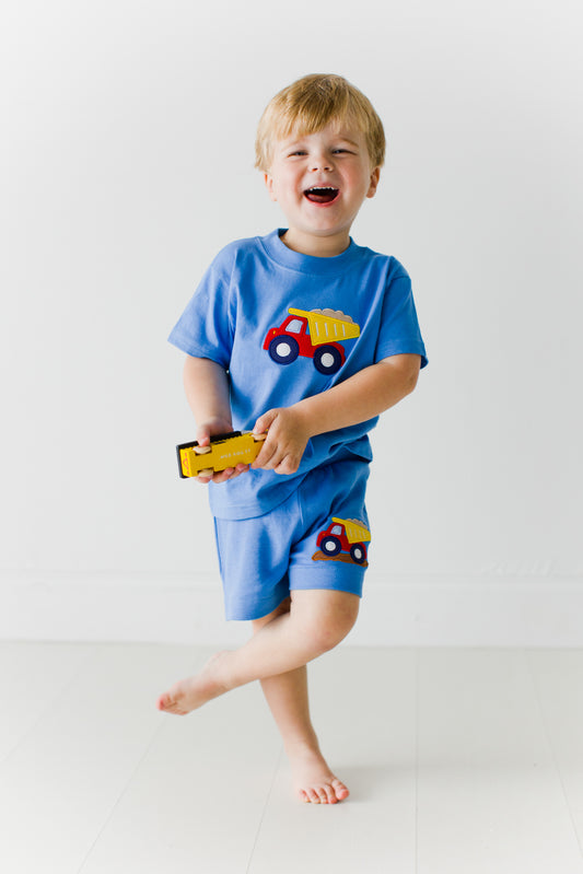Short Sleeve Applique Pocket T-Shirt, Dumptruck