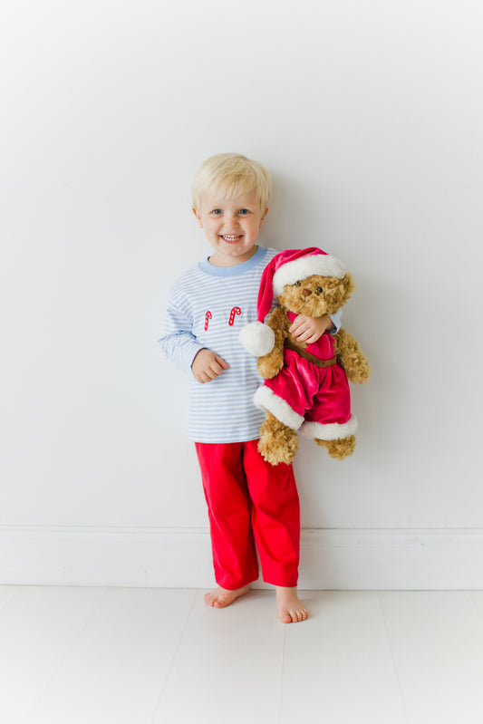 Long Sleeve Applique Striped T-Shirt, Candy Canes