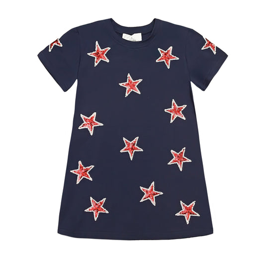 Navy and Red Star Dress