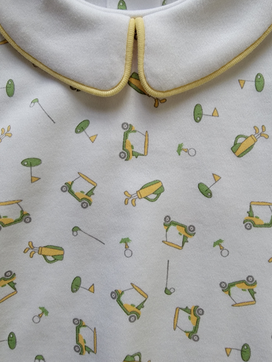 Boy's Short Sleeve Collared Golf Print Bubble