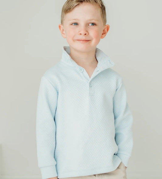 Blue Quilted Pullover