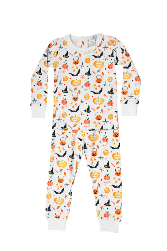 Boo Girl's Two Piece Pajama Set with Ruffle