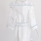 Bath Robe, White with Blue Trim