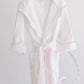 Bath Robe, White with Pink Scallop