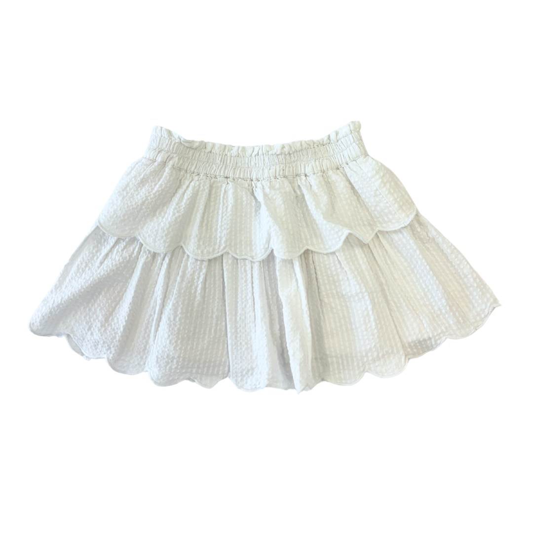 Tiered Skort - White Seersucker