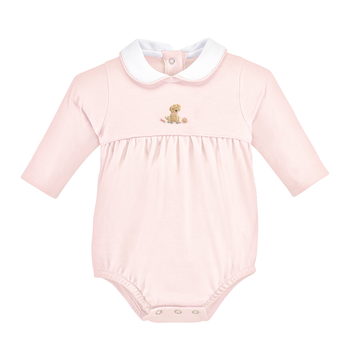 Long Sleeve Embroidered Bubble, Girl Puppy