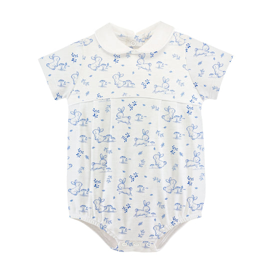 Blue Baby Bunnies Collared Short Sleeve Bubble