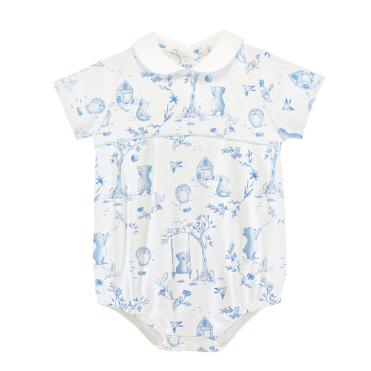 Blue Bear Toile de Jouy Collared Bubble