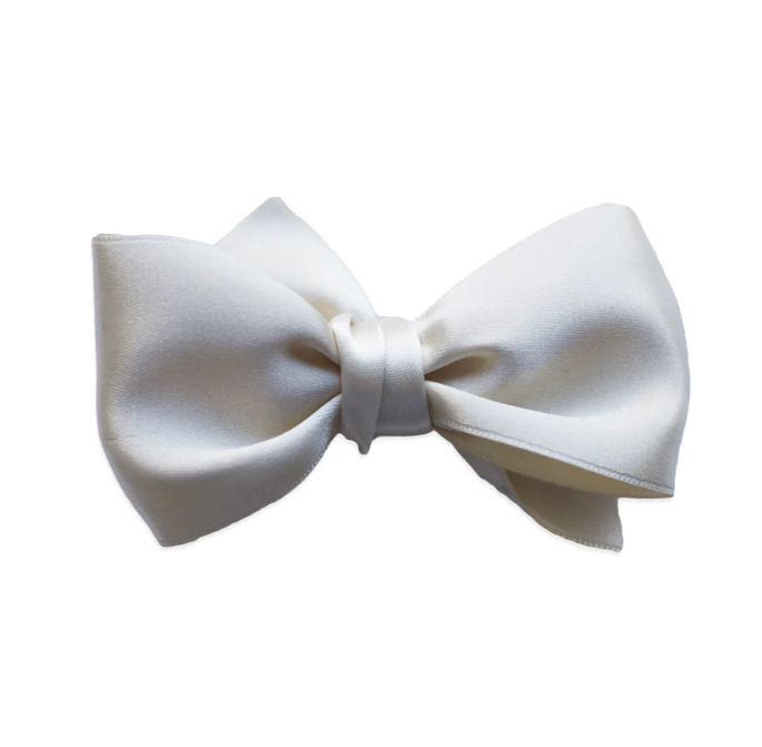 Beige Big Satin Snap Clip Bow