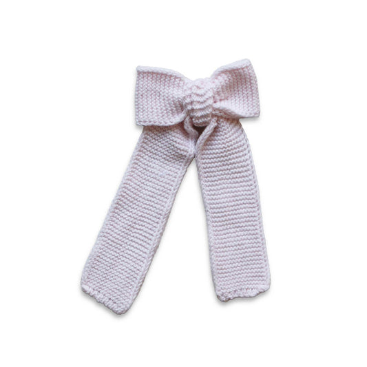 Chic Knit Long Tail Hair Bow, Baby Pink