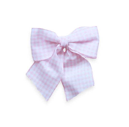 Gingham Sailor Bow, Baby Pink