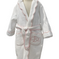 Bath Robe, White with Pink Scallop