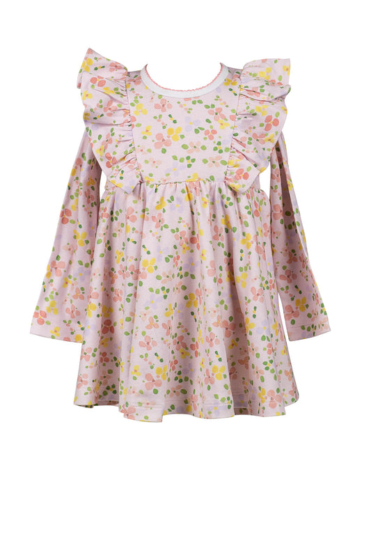 Betty Pink Floral Long Sleeve Twirl Dress