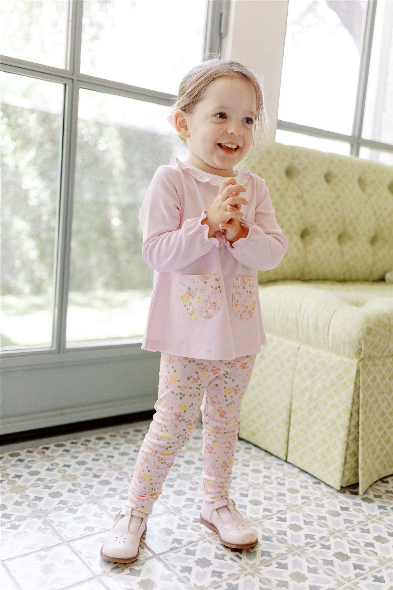 Betty Pink Floral Long Sleeve Tunic & Leggings Set