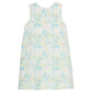 Little English traditional children's clothing.  Aqua, green, and yellow floral sleeveless dress for girls