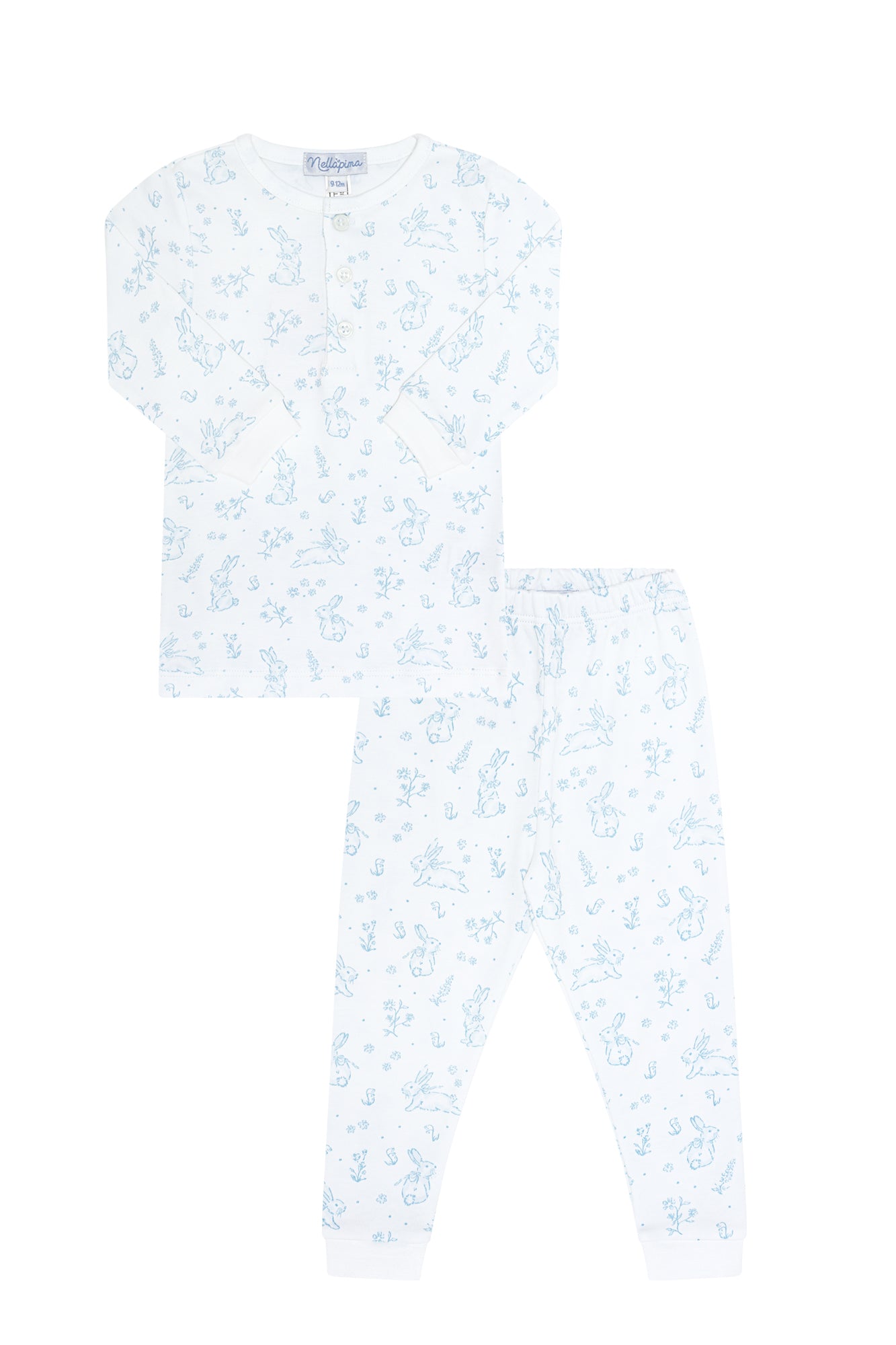 Blue Bunny Toile Pajama Set