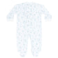 Blue Bunny Toile Zipper Footie