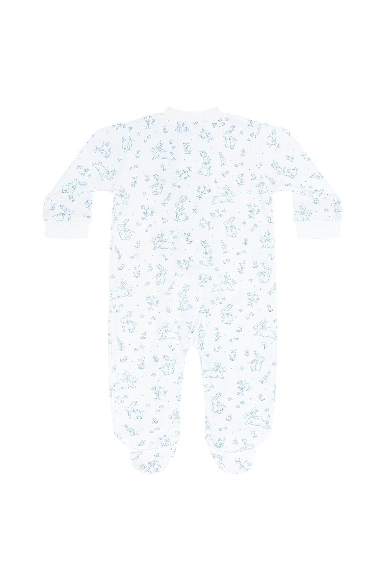 Blue Bunny Toile Zipper Footie