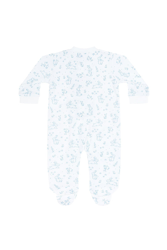 Blue Bunny Toile Zipper Footie