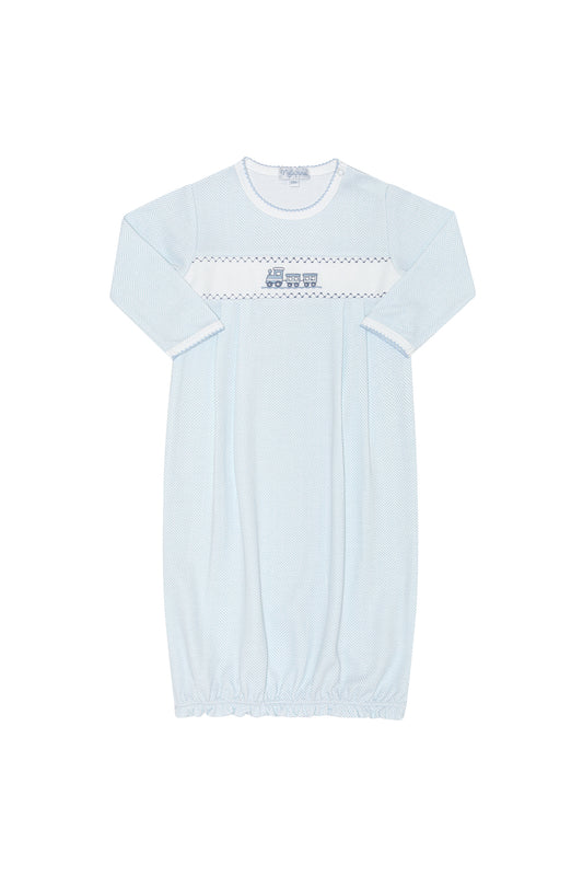 Blue Herringbone Embroidered Converter Gown