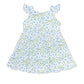 Blue Vines Print Sleeveless Ruffle Dress