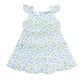 Blue Vines Print Sleeveless Ruffle Dress