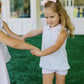 Light Blue Stripe Pink Scallop Girl Bloomer Set