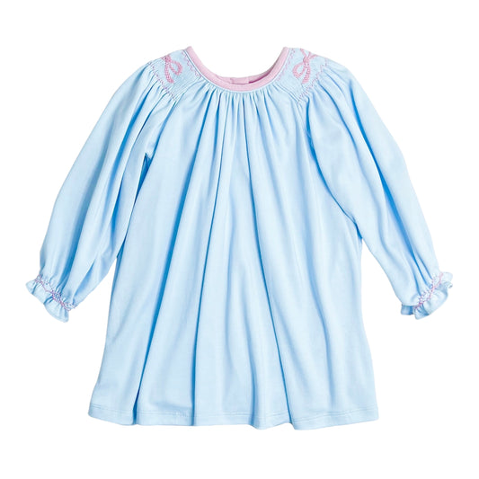 Bow Juno Dress, Light Blue Knit